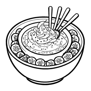 Schmackhafte Mischung aus Maniok und Früchten Ausmalvorlage für fantasievolle Küchenzauberer