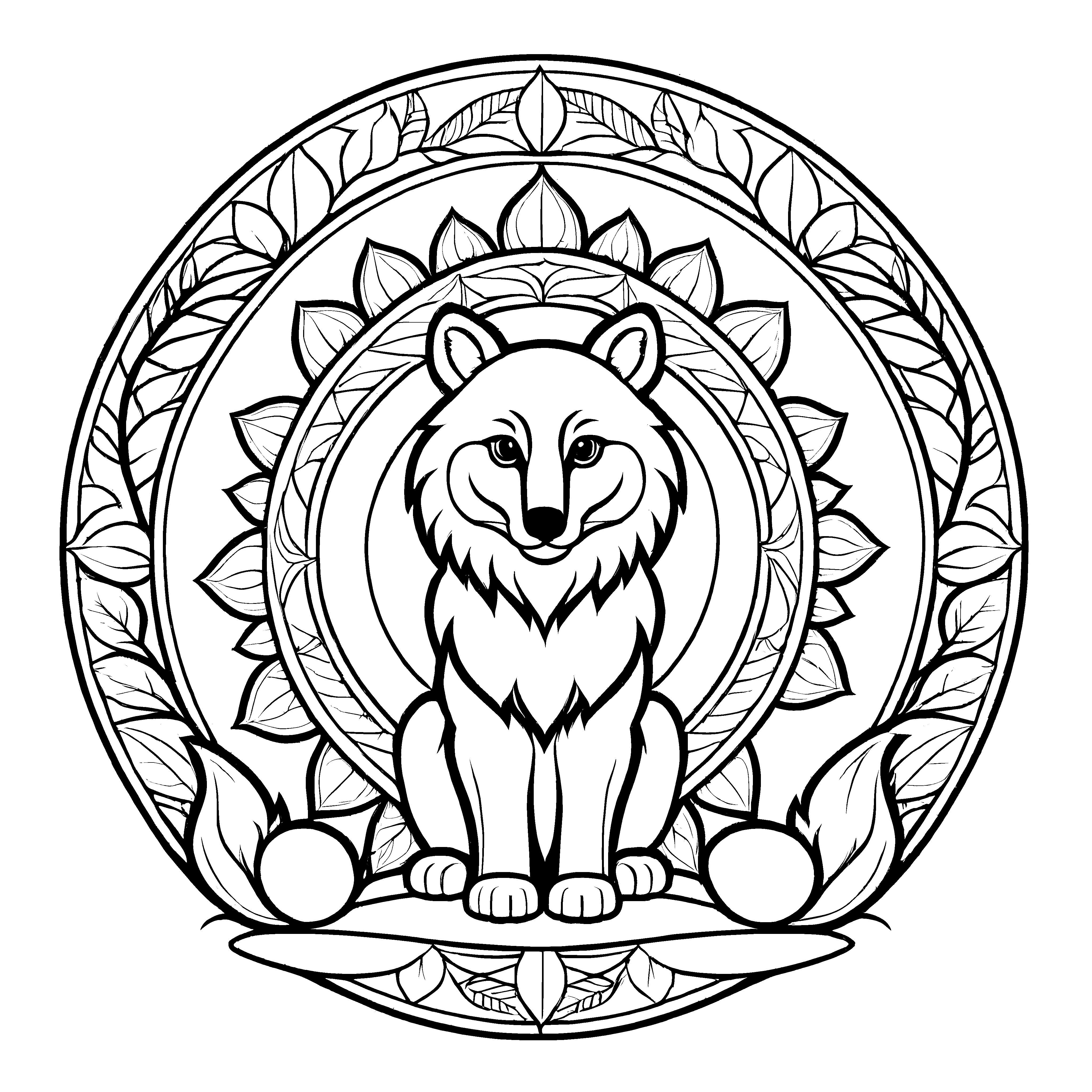 Fantasievolles Mandala Mix mit tierischen Details Ausmalmotiv für kleine Kreativlinge auf magischen Farbfindungsabenteuern