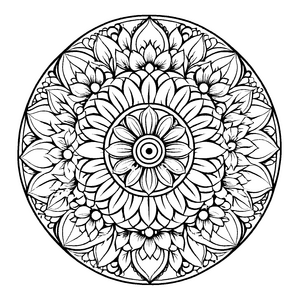 Elegantes Mandala Mix mit floralen Dekoren Malvorlage für fantasievolle Farbzauberer auf inspirierenden Kunstreisen
