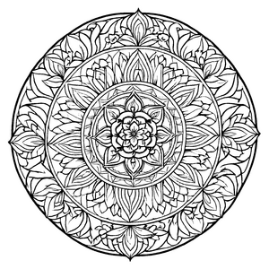Bezauberndes Mandala Mix mit blühenden geometrischen Formen Ausmalbild für kleine Künstler auf farbenfrohen Entdeckungsreisen