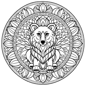 Bezauberndes Mandala Mix mit majestätischem Löwen Malvorlage für kleine Entdecker auf kreativen Farbabenteuern