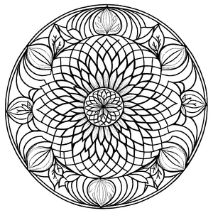 Verzauberndes Mandala Mix mit harmonischen Formen Ausmalmotiv für kreative Geschichtenerzähler auf bunten Entdeckungsreisen