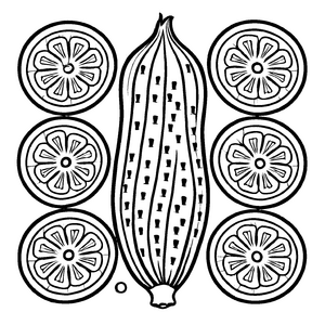 Kreatives Okra-Pod-Zusammenspiel mit spritzigen Zitronen Ausmalbild für fantasievolle Naturentdecker