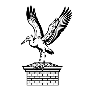 Majestätischer Storch auf der Mauer Malvorlage für wissbegierige Künstler