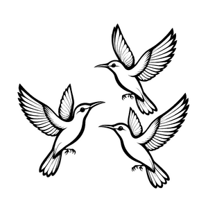 Bezaubernde Vögel beim Fliegen in harmonischer Anordnung Ausmalmotiv für fantasievolle Farbträumer