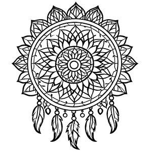 Bezauberndes Mandala Mix mit filigranen Federdesigns Malvorlage für kleine Farbenvirtuosen auf magischer Entdeckungsreise