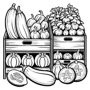 Leckere Aubergine in geheimnisvollem Gemüse-Markt Ausmalvorlage für fantasievolle Meisternaturen