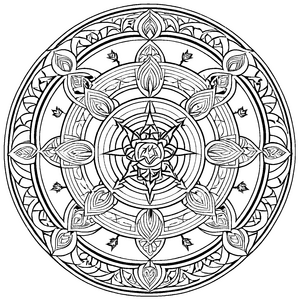 Magisches Mandala Mix mit spiralförmigen Mustern Ausmalvorlage für kleine Kunstzauberer auf kreativer Farbentdeckung