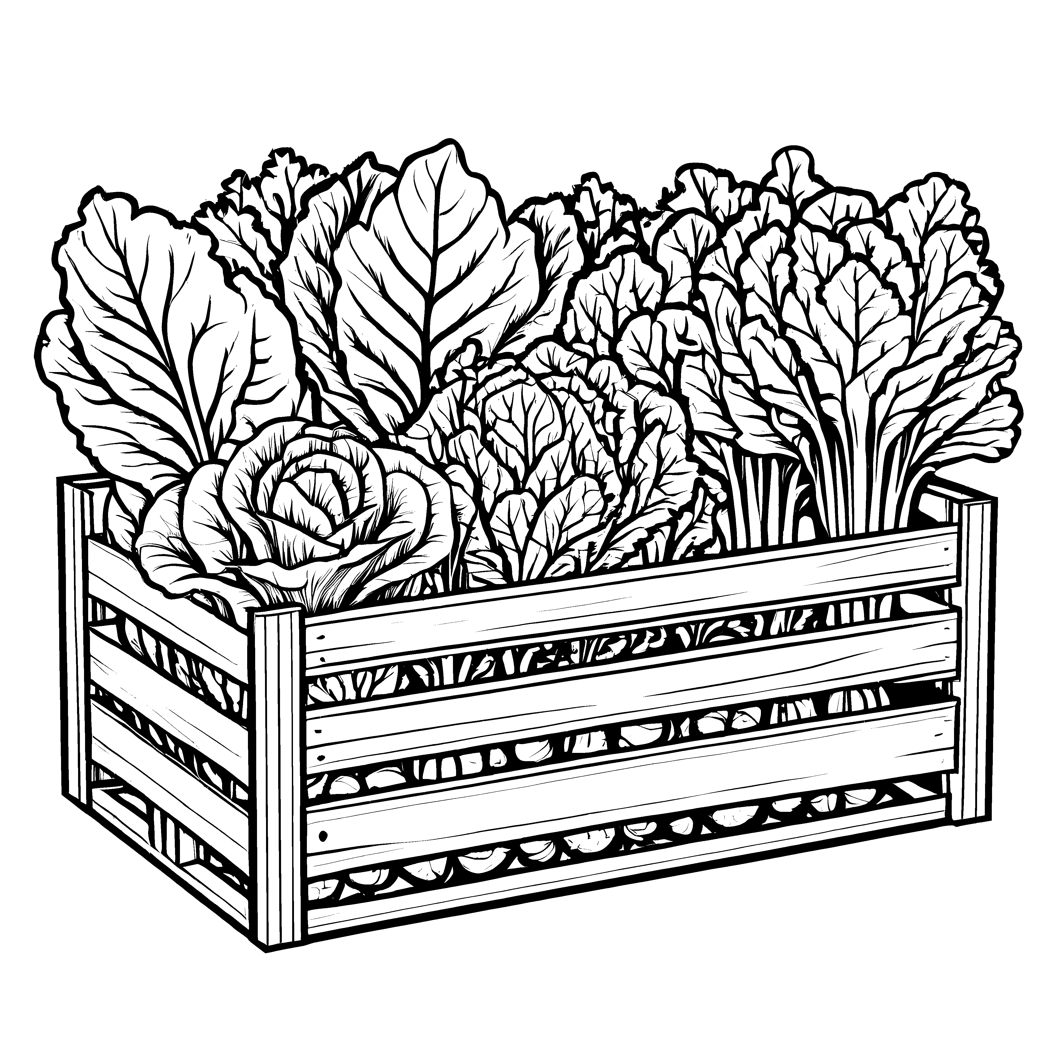 Vielfältige Batavia in holzkisten Malvorlage für kleine Gartenzauberer