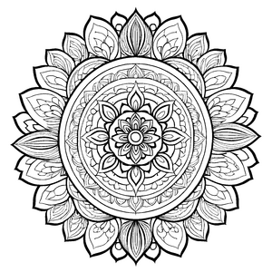 Bezauberndes Mandala Mix mit filigranen Musterdetails Ausmalbild für neugierige Farbexplorer auf kreativer Abenteuerreise