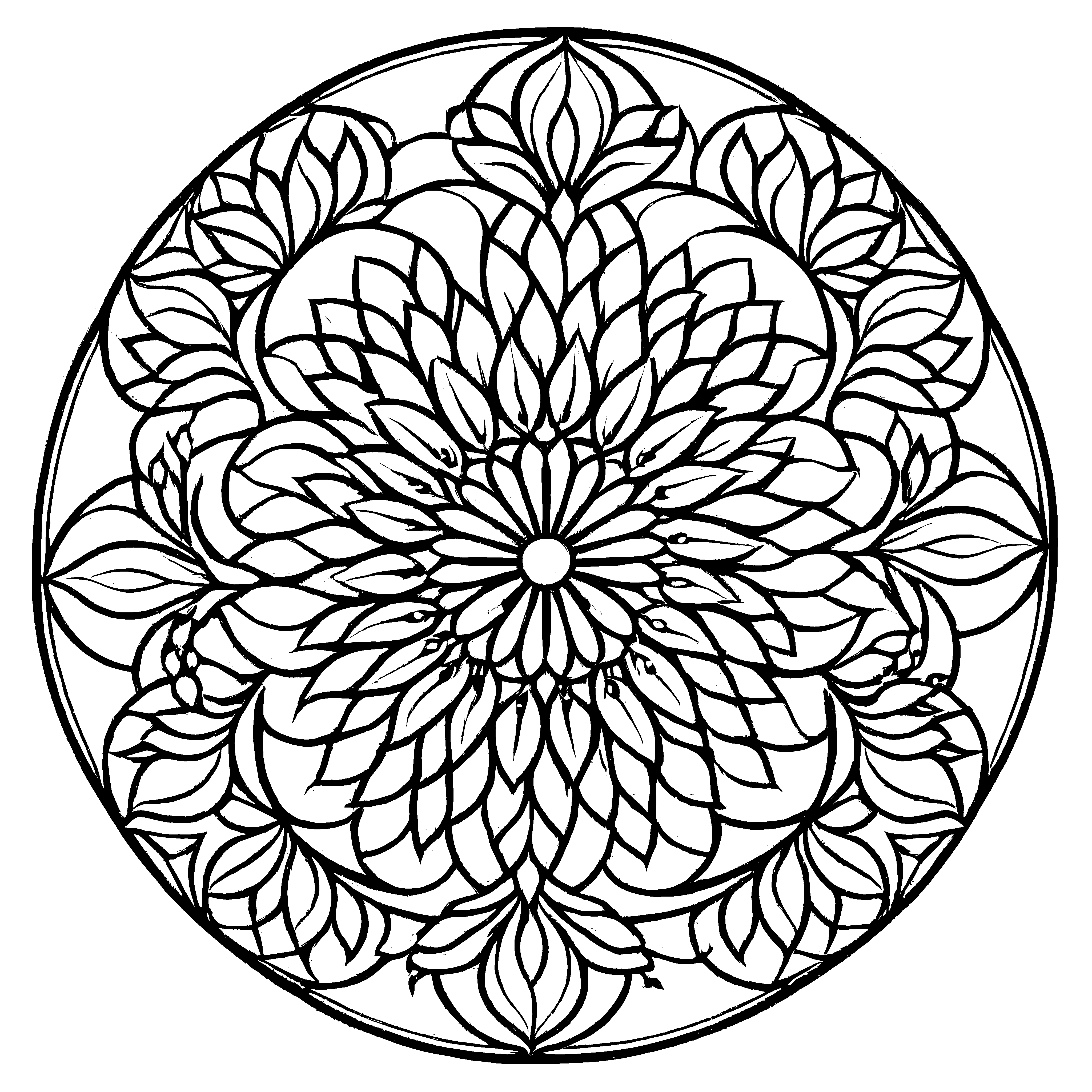 Magisches Mandala Mix mit faszinierenden Formenkombinationen Ausmalbild für neugierige Farbgestalter auf aufregender Entfaltungsreise