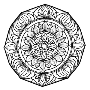 Faszinierendes Mandala Mix mit geometrischen Formen Ausmalvorlage für kleine Kreativlinge auf spannender Farbentdeckungsreise
