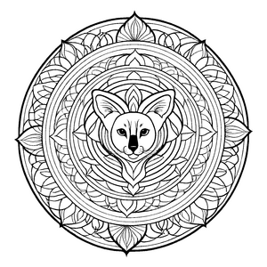 Faszinierendes Mandala Mix mit schwarzem Fuchs Ausmalbild für künstlerische Entdecker auf magischer Farbenreise
