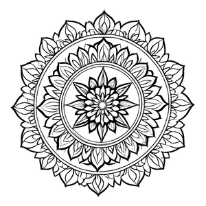 Elegantes Mandala Mix mit filigranem Blütenmuster Ausmalvorlage für neugierige Farbträumer auf einer kreativen Expedition
