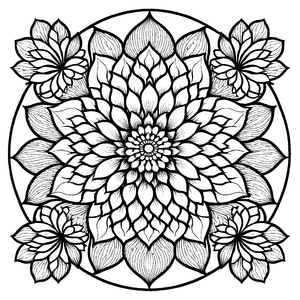 Fesselndes Mandala Mix mit lebhaften geometrischen Formen Ausmalvorlage für kreative Abenteuerer auf einer bunten Fantasiereise