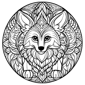 Faszinierendes Mandala Mix mit einem detailreichen Fuchs Ausmalbild für kreative Entdecker auf ihrer farbenfrohen Inspirationsreise