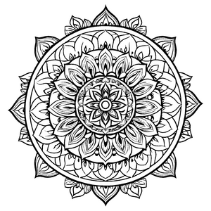 Fesselndes Mandala Mix mit floralen Mustern Ausmalmotiv für kreative Entdecker auf ihrer inspirierenden Reise