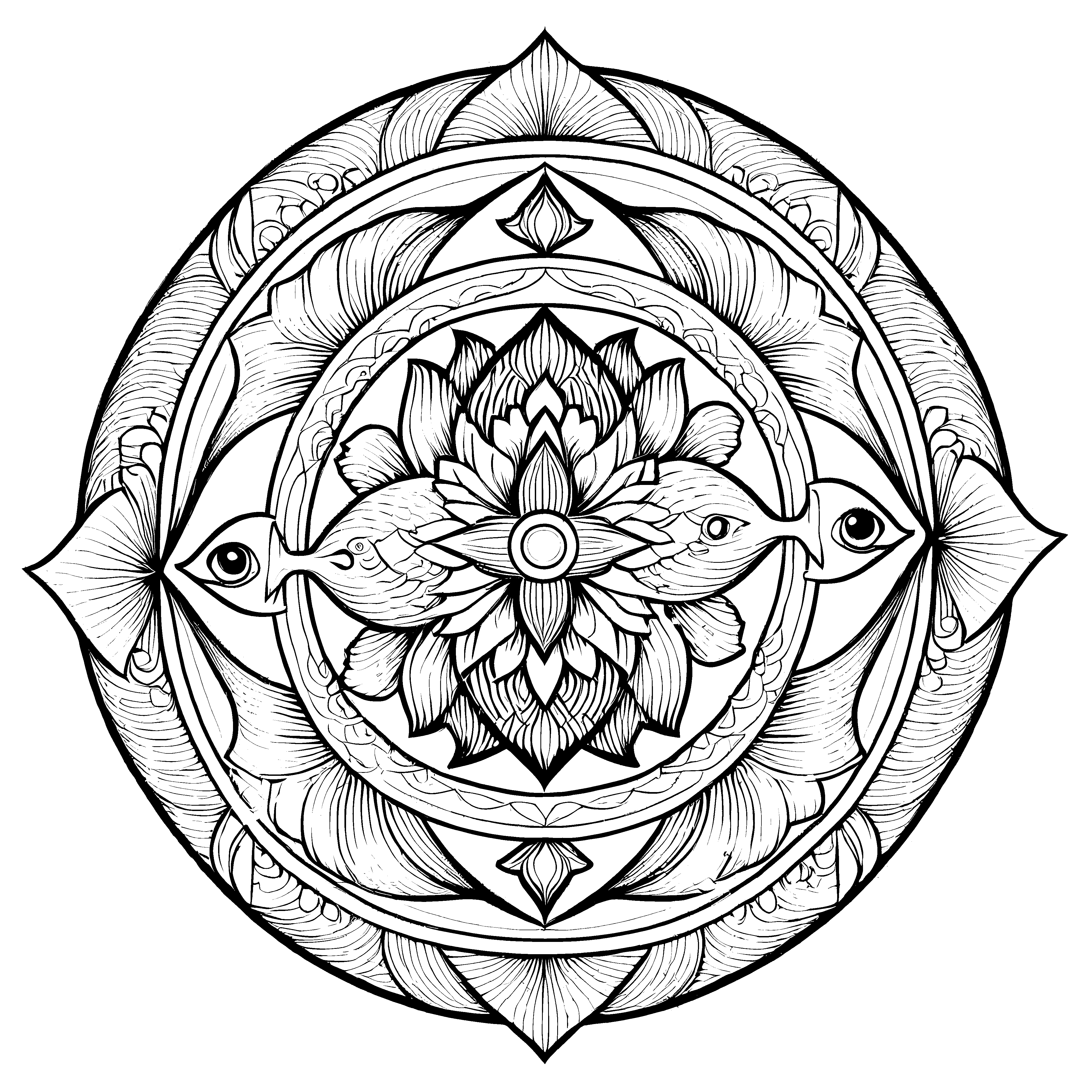 Kreatives Mandala Mix mit tollen geometrischen Figuren Ausmalmotiv für mutige Farbabenteurer auf ihrer Entdeckungsreise