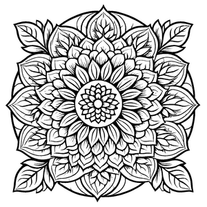 Bezauberndes Mandala Mix mit floralen Details Ausmalvorlage für kleine Künstler auf ihrer bunten Entdeckungsreise