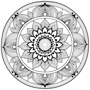 Zauberhaftes Mandala Mix mit faszinierenden Formen Ausmalvorlage für kreative Träumer auf ihrer kunterbunten Entdeckungsreise