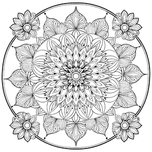 Bezauberndes Mandala Mix mit strahlenden Sonnen und Blumen Ausmalbild für kleine Musterforscher auf einer bunten Entdeckungsreise