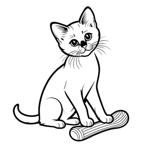 Charismatische Siamkatze entspannt neben einem Stock Ausmalbild für kleine Entdecker mit großen Träumen
