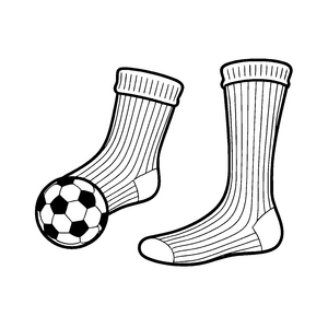 Zwei sportliche Socken mit einem Fußball Ausmalbild für energische kleine Sportler
