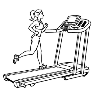 Fleißige Läuferin auf dem Laufband Ausmalbild für sportliche Entdecker