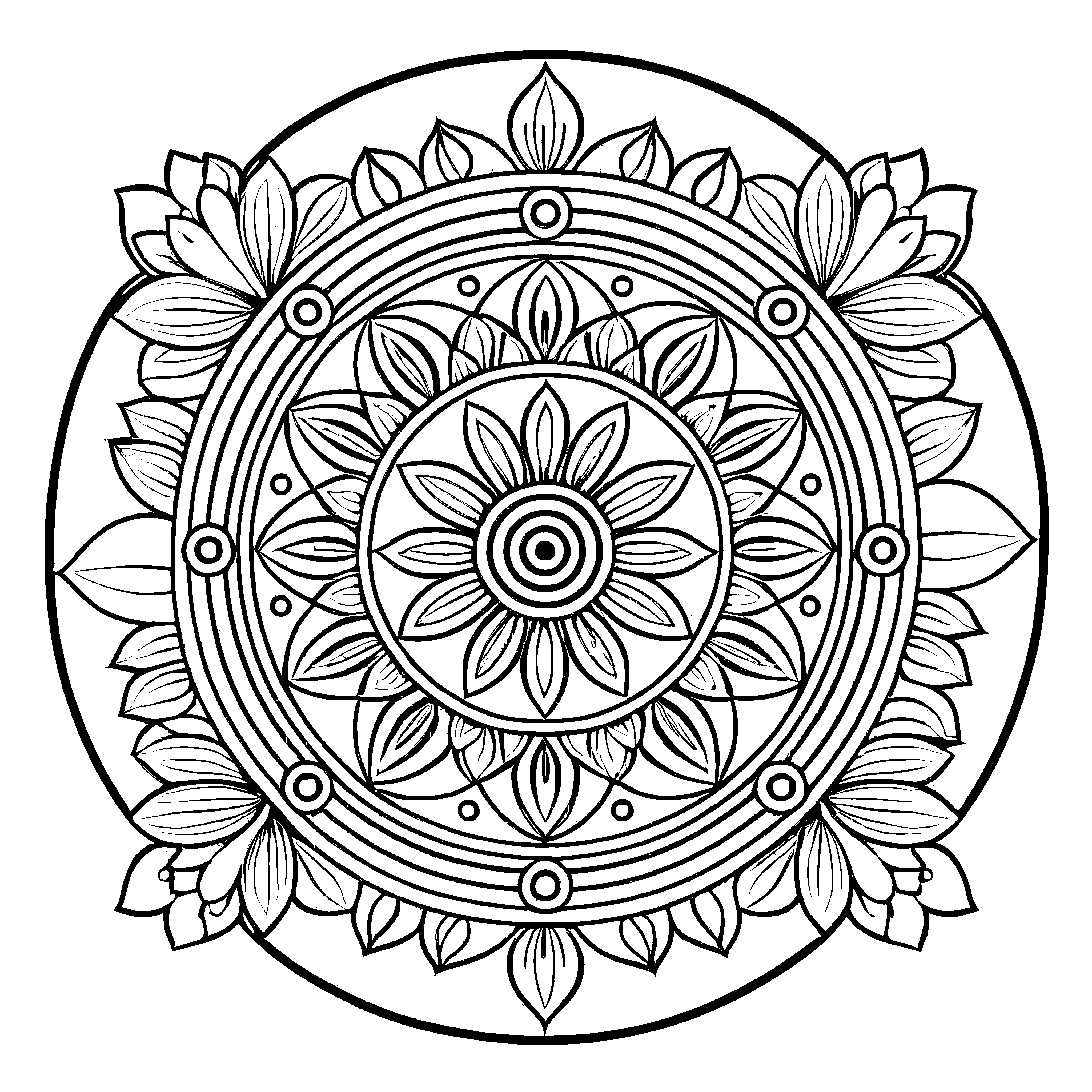Bezauberndes Mandala Mix mit geheimnisvollen geometrischen Formen Malvorlage für entdeckungsfreudige Künstler auf inspirierenden Farbexpeditionen