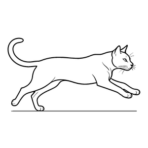 Rasante Katze sprintet über freies Feld Ausmalmotiv für flinke Tierliebhaber