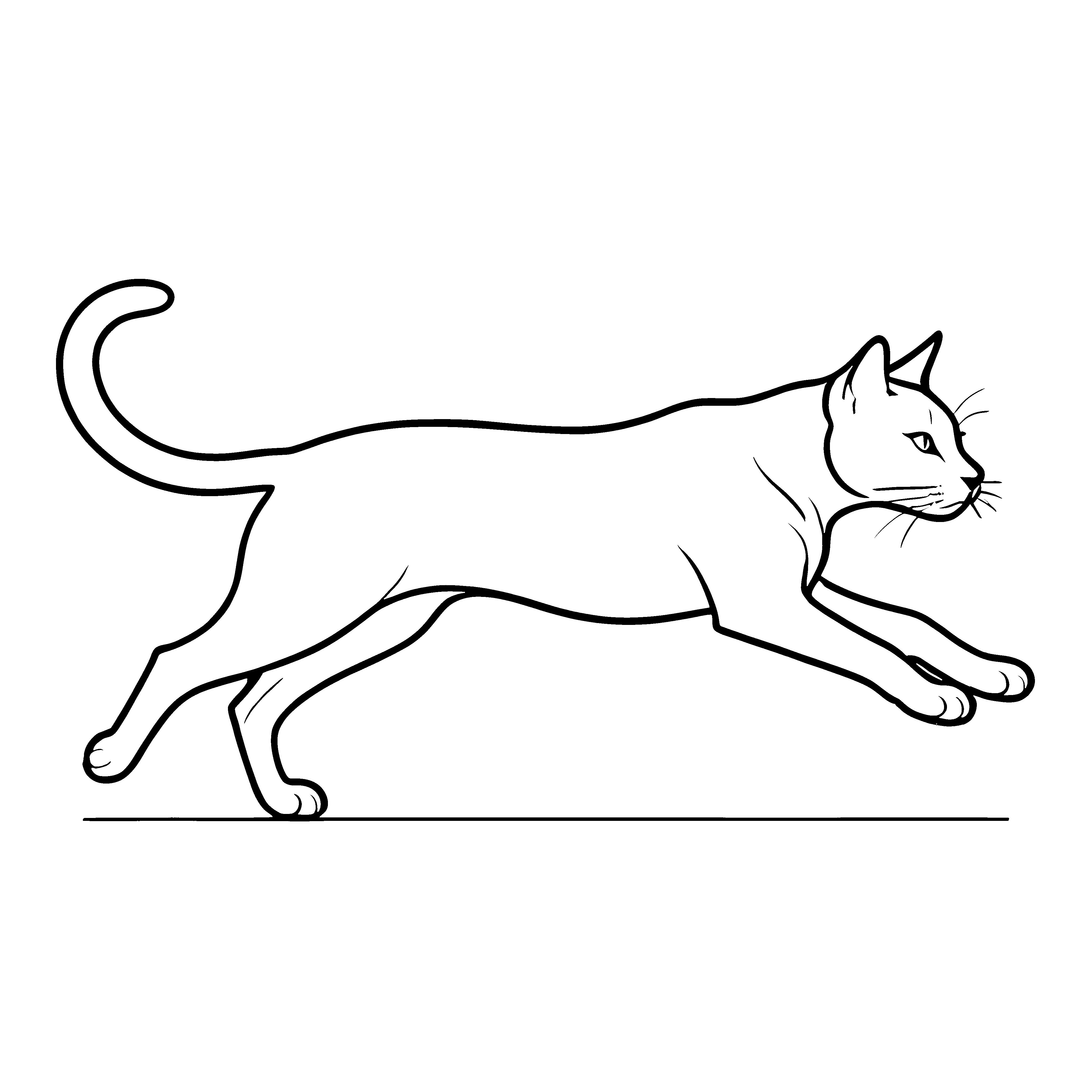 Rasante Katze sprintet über freies Feld Ausmalmotiv für flinke Tierliebhaber