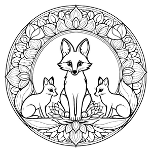 Bezauberndes Mandala Mix mit sitzendem Fuchs Ausmalmotiv für fantasievolle Entdecker auf magischen Abenteuerreisen