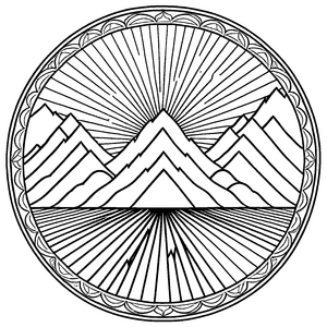 Wunderschönes Mandala Mix mit majestätischen Bergmotiven Ausmalvorlage für abenteuerlustige Entdecker auf kreativen Farbreisen