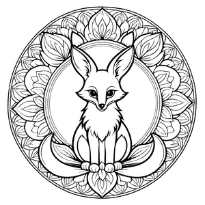 Bezauberndes Mandala Mix mit kuscheligem Fuchs und funkelnden Sternen Malvorlage für kleine Entdecker auf fantastischen Farbreisen