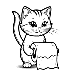 Freche Katze beim Spielen mit Toilettenpapier Ausmalvorlage für lebhafte Entdecker in der Kreativwelt
