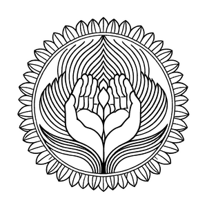 Fesselndes Mandala Mix mit einer kreativen Hand Malvorlage für neugierige Farbentdecker auf inspirierenden Abenteuern