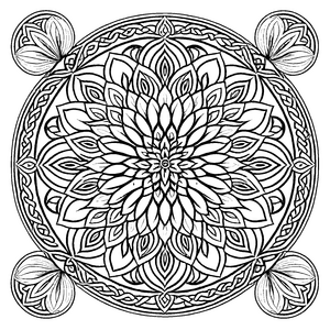 Komplexes Mandala Mix mit detailreichen geometrischen Formen Ausmalbild für fantasievolle Kreative auf entspannenden Farbexpeditionen
