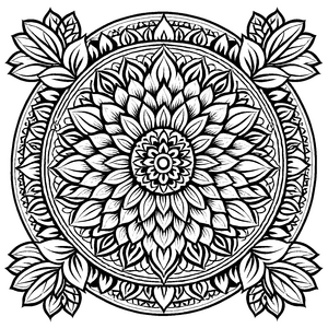 Filigranes Mandala Mix mit zarten Blumenmustern Ausmalvorlage für kleine Künstler auf spannenden Farbreisen