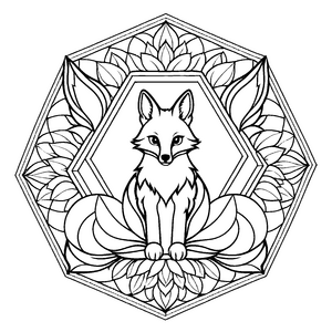 Fantasievolles Mandala Mix mit eleganter Fuchsform Bastelmotiv für kleine Künstler auf farbenfrohen Traumreisen
