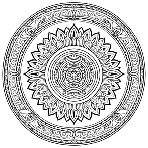 Fesselndes Mandala Mix mit floralen Ornamenten und Sternen Ausmalvorlage für abenteuerlustige Farbentdecker auf fantastischen Reisen