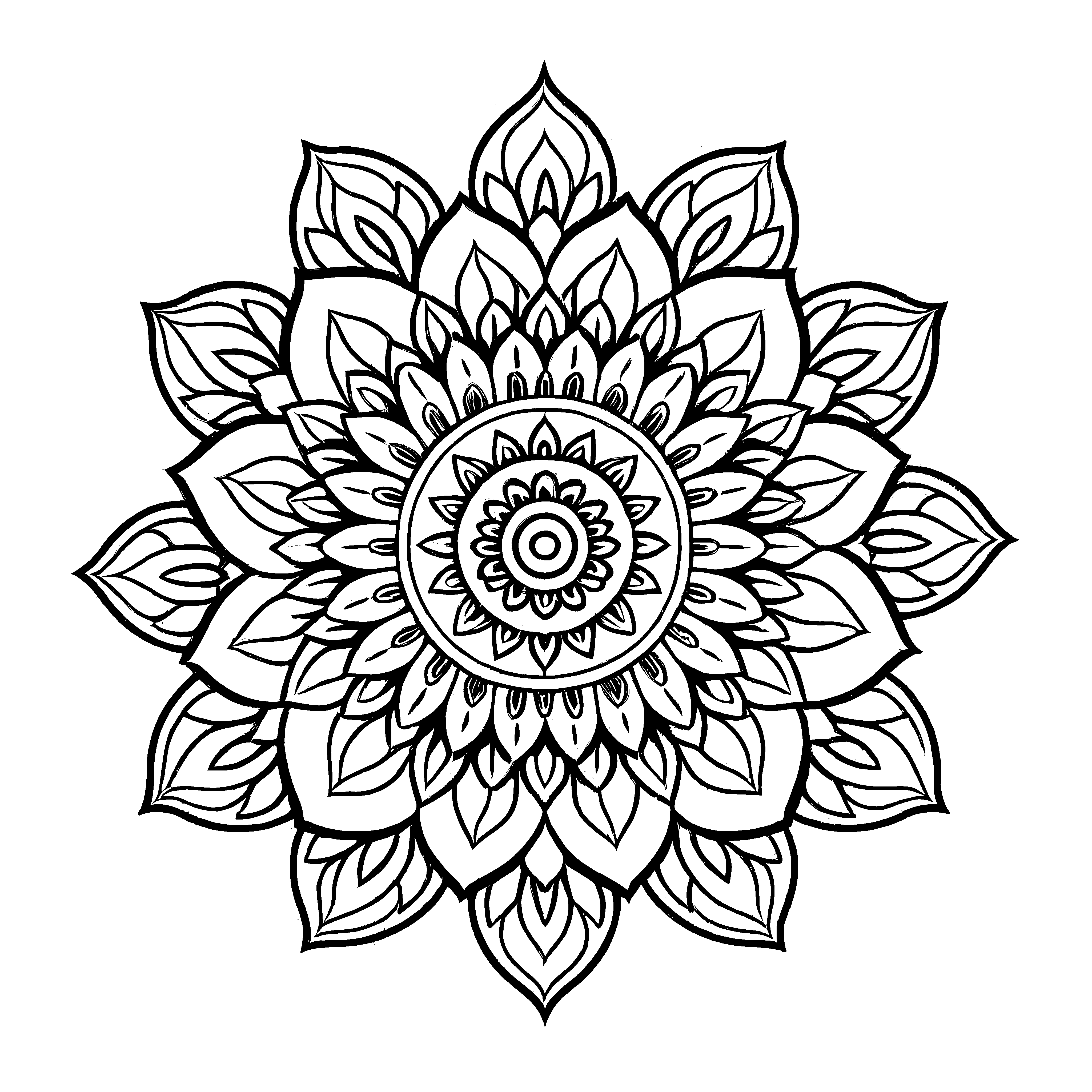 Einzigartiges Mandala Mix mit schwungvollen Spiralen und feinen Mustern Ausmalbild für neugierige Farbkünstler auf fantastischen Symphonie-Reisen