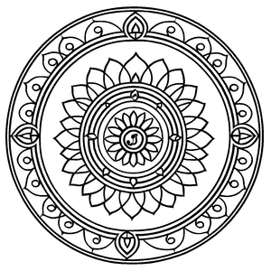 Bezauberndes Mandala Mix mit blühendem Runddesign Malvorlage für kleine Farbvirtuosen auf fantastischen Abenteuerreisen