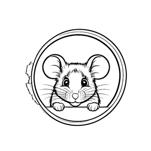 Neugierige Maus am Fenster Ausmalbild für kleine Entdecker