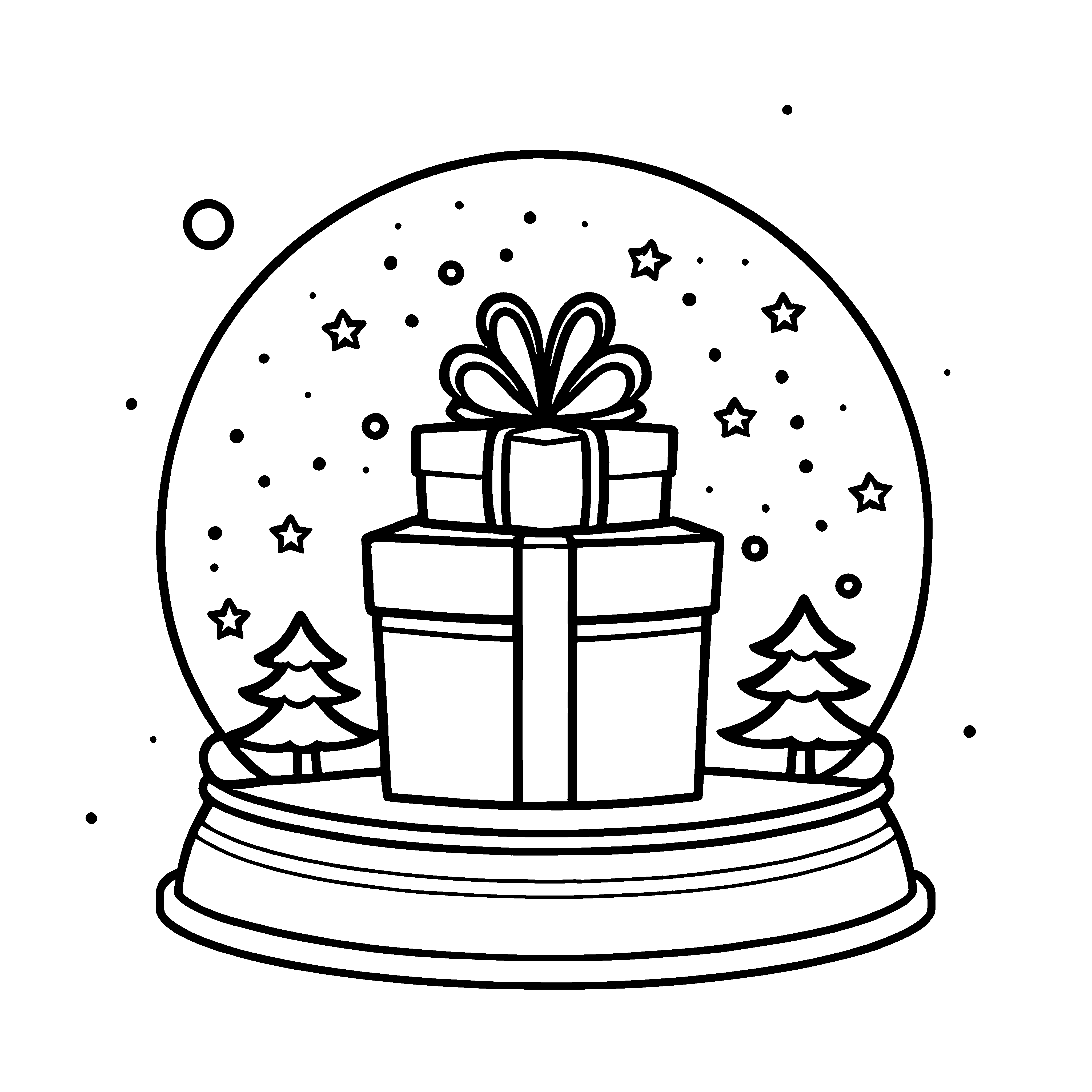 Weihnachtsgeschenk mit Stern in festlichem Design Ausmalvorlage für kreative Kids