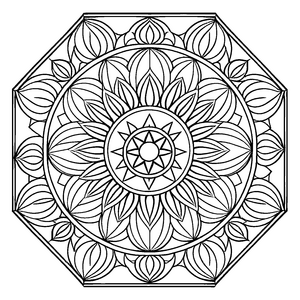 Intrikates Mandala Mix mit mystischen Motiven Ausmalvorlage für junge Traumgestalter auf fantastischen Entdeckungsreisen