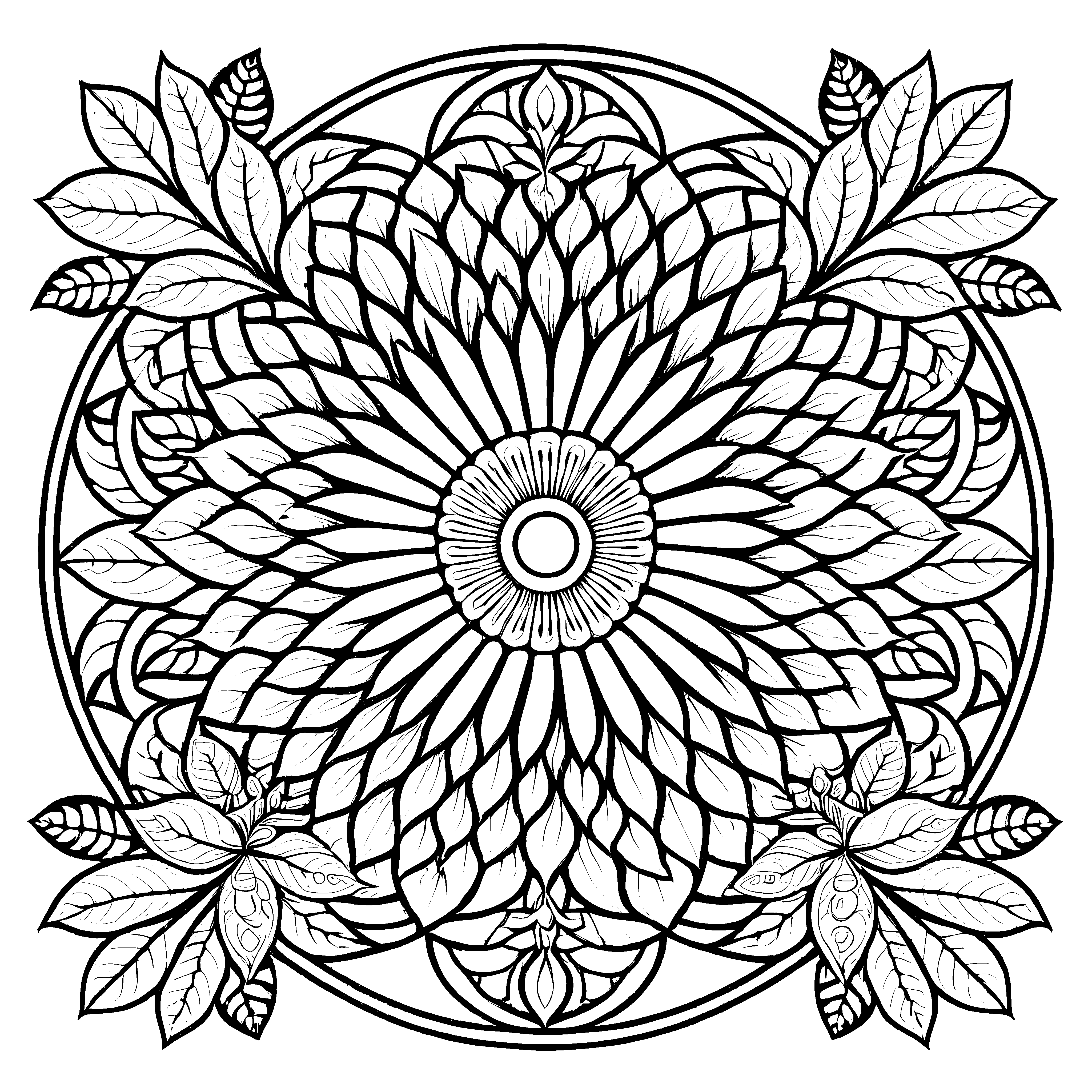 Komplexes Mandala Mix mit elegantem Blumendesign Ausmalmotiv für fantasievolle Künstler auf inspirierenden Farbentdeckungsreisen