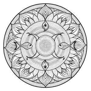 Fantasievolles Mandala Mix mit zauberhaften Mustern Ausmalmotiv für kleine Traumer auf kreativen Entdeckungsreisen