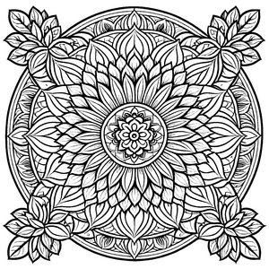 Faszinierendes Mandala Mix mit detailreichen Blütenmustern Ausmalbild für fantasievolle Farbentdecker auf künstlerischen Abenteuern