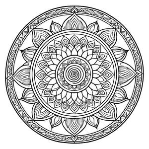 Verzauberndes Mandala Mix mit faszinierenden geometrischen Formen Ausmalbild für sprühende Kreativköpfe auf bunten Traumschiffen