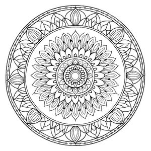 Wunderschönes Mandala Mix mit floralen Details Ausmalbild für kleine Künstler auf fantastischen Farbexpeditionen